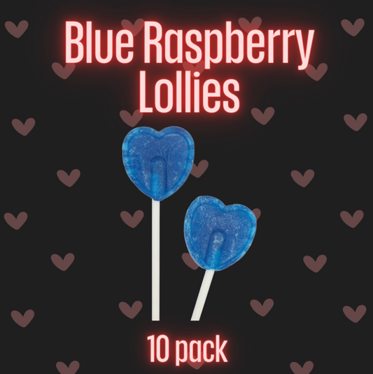 Blue Raspberry Heart Lollies - 10 pack